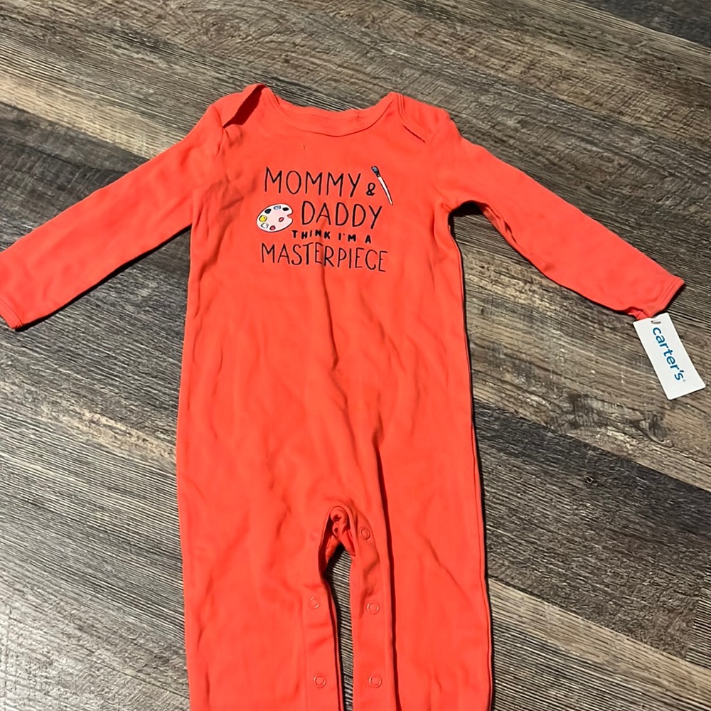 NEW!! NWT! Carters 18 Months Button Graphic Footie
